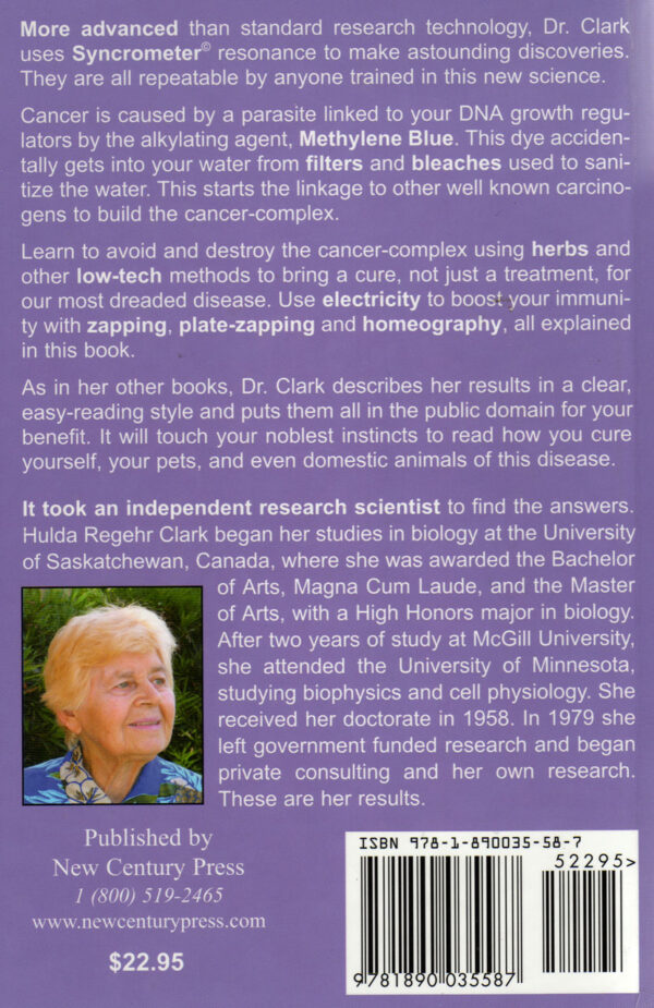 The Cure and Prevention of All Cancers book by Hulda Clark back