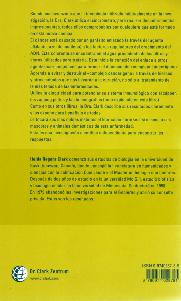 Spanish translation Cure and Prevention of All Cancers back